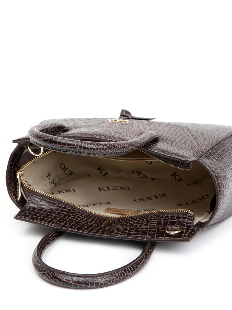 KLEIO Vegan Leather Handbag for Women & Girls - Croco Embossed Design - Image 4